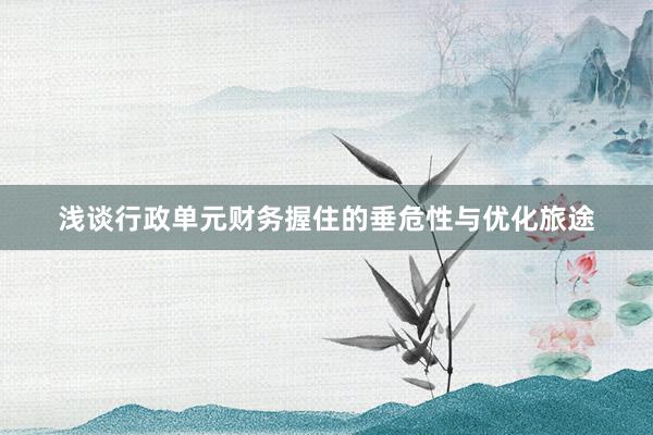 浅谈行政单元财务握住的垂危性与优化旅途